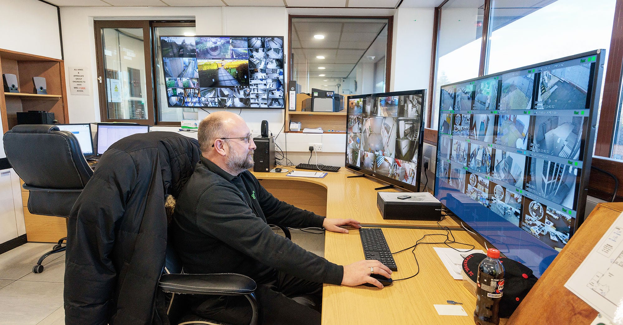 An employee working inside one of Getronics' data centres in the UK, located in Runcorn.