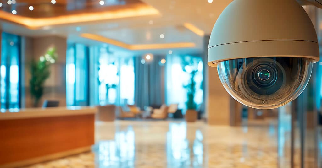 Security camera in an hotel lobby