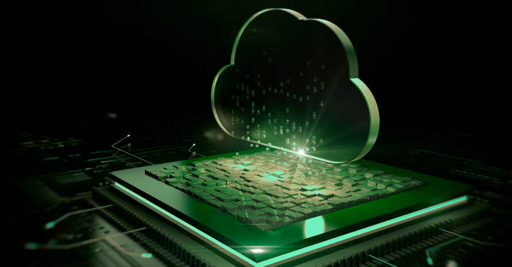 Conceptual illustration of cloud computing, which involves delivering IT resources such as servers, storage, and applications over the internet.